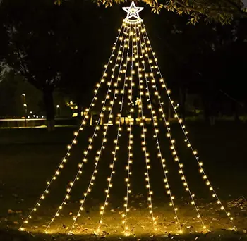 Рождественские украшения Наружные звездные гирлянды 349 светодиодов 8 режимов с верхушкой Звездные гирлянды для рождественской елки для двора дома
