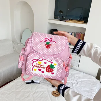 Розовая девочка с вышивкой Клубники, Детский школьный рюкзак, подарок для студенток на день рождения 2020, Новый японский мультяшный детский рюкзак