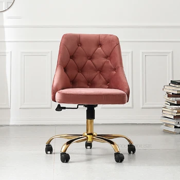 Розовые мобильные офисные стулья Современная офисная мебель Подъемный поворотный стул на колесиках С мягкой спинкой Игровые стулья Кресло для макияжа в спальне