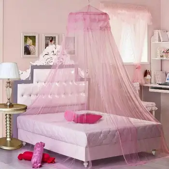 Романтическая Розовая Круглая москитная кружевная сетка Для детской подвесной купольной кровати, купольных палаток для детей и взрослых, подвесного балдахина на потолке