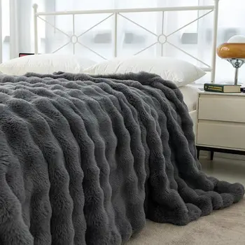 Роскошное одеяло из искусственного меха, супер удобные одеяла для кроватей, высококачественное теплое зимнее одеяло для дивана