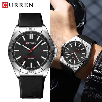 Роскошные люминесцентные аналоговые кварцевые мужские часы CURREN Модные 44 мм силиконовые ремешки Мужские деловые спортивные водонепроницаемые мужские часы