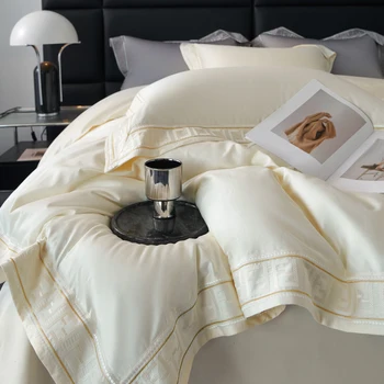 Роскошный комплект постельного белья с вышивкой из египетского хлопка 1000TC Комплект пододеяльников размера Queen King Size Простыня или наволочка в обтяжку
