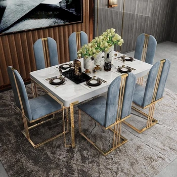 Роскошный Мраморный обеденный стол в Скандинавском стиле, изготовленный на заказ, Новая Креативная кухонная мебель Morden, Обеденный стол со стульями, Бесплатная доставка