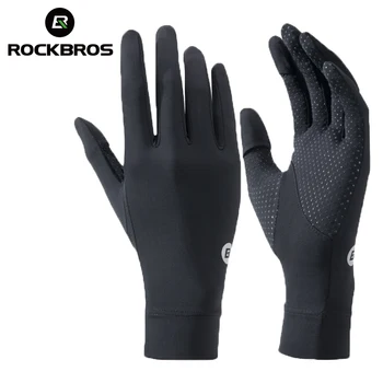 Рыболовные перчатки ROCKBROS, Солнцезащитные перчатки против ультрафиолета, уличные дышащие водительские перчатки, Нескользящие Летние Велосипедные перчатки UPF50 +, тонкие