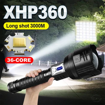 Самый мощный светодиодный фонарик XHP360 Usb Перезаряжаемый фонарь Водонепроницаемые Светодиодные Фонари высокой мощности Наружный Охотничий Ручной фонарь