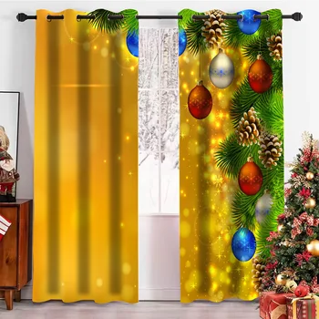 Санта Клаус и Лось 3D Цифровая печать Шторы для спальни Гостиной 2 панели Счастливого Рождества Бесплатная доставка