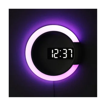 Светодиодные Цифровые настенные часы с цифровым дисплеем Температуры, 7 цветов, 3D Украшение для спальни, гостиной, Цифровое Зеркало, будильник