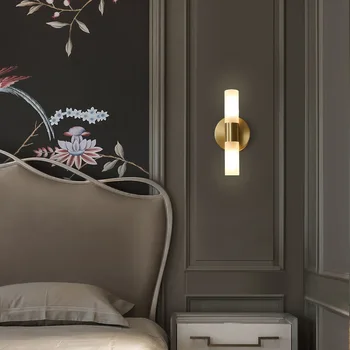 светодиодный настенный светильник для гостиной, прикроватной тумбочки в спальне, медного дизайна, золотой настенный светильник, диван, Фоновая лампа для лестницы, Современный светильник для домашнего декора