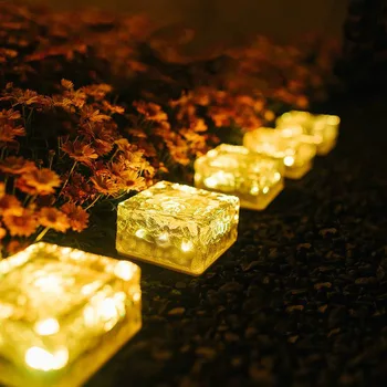 Светодиодный садовый светильник Ice Brick на солнечной батарее, водонепроницаемый Садовый Газон, Ступеньки для декоративной красочной плитки