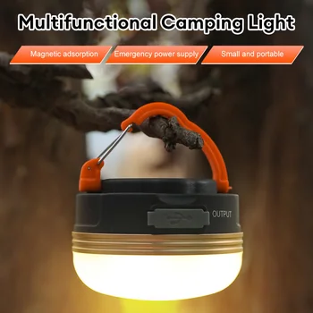 Светодиодный фонарь для кемпинга, USB Перезаряжаемая походная лампа, фонарики и блок питания, Магнитное притяжение, палатка для пеших прогулок, кемпинг