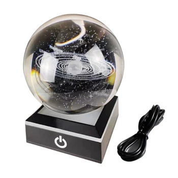 Светящийся хрустальный шар 3D Хрустальный шар Светло-белый Хрустальный материал Светящийся хрустальный шар Орнамент для украшения спальни T5EF