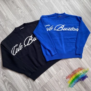 Синий черный жаккардовый свитер Cole Buxton, мужские и женские повседневные трикотажные кофты CB