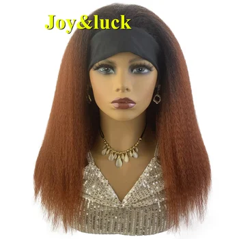 Синтетический парик с повязкой на голову, африканский прямой градиентный Коричневато-красный высококачественный пушистый модный парик