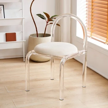 Скандинавские кофейные стулья, мебель для гостиной, Роскошное акриловое кресло, Эргономичный стул для макияжа, обеденный стул с прозрачной спинкой.
