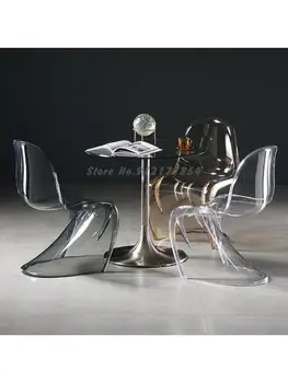 Скандинавский Дизайнерский стул Pan Dong Креативный Акриловый обеденный стул Ghost Crystal Табурет для макияжа Сетчатый Красный Прозрачный стул
