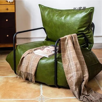 Скандинавский ленивый диван-кресло с одинарной кожаной спинкой для отдыха, чтения Татами, Небольшой семейный Промышленный напольный диван из ветрового железа