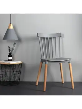 Скандинавский простой стул для отдыха с пластиковой спинкой обеденный стул из массива дерева дизайнер для обсуждения стула в гостиной