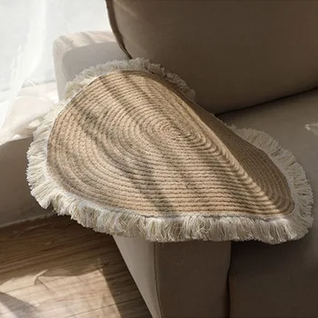 Скандинавский тканый коврик для пола, плетеный из веревки, балкон, французское окно, декоративный ковер, круглый матрас для спальни