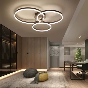 Скандинавское современное креативное кольцо, многоцветная люстра, освещение для спальни, гостиной, столовой, золотой кофейный светодиодный потолочный светильник для кабинета
