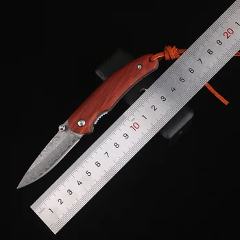 Складной нож из дамасской стали Уличный нож с ручкой из красного сандалового дерева складной нож портативный складной нож