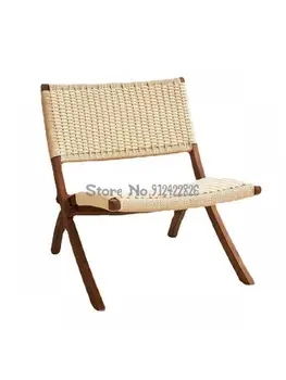 Складной стул из ротанга в японском стиле, кресло для отдыха на балконе, Скандинавский простой современный одноместный стул из ротанга, домашний ленивый стул