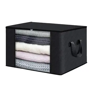 Складной ящик для хранения, Складной Органайзер, ящики для ткани с крышкой, молнии, Прозрачное окно, Контейнеры для хранения одеял объемом 84 л