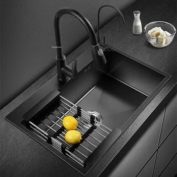 Современная раковина из нержавеющей стали 304 для кухонного гарнитура Nano Sinks Бытовая ручная работа, черные многофункциональные кухонные мойки для нижнего монтажа