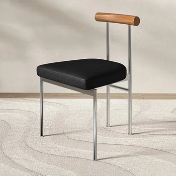 Современные минималистичные обеденные стулья из нержавеющей стали Мебель для домашней кухни Обеденный стул для кофе в семье Дизайнерский стул со случайной спинкой A