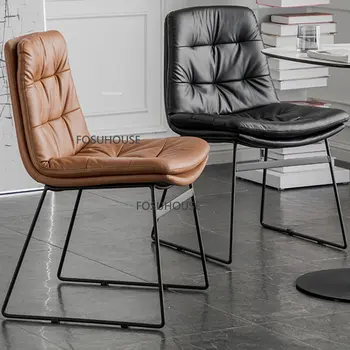 Современные обеденные стулья из искусственной кожи для кухонной мебели, Спинки обеденных стульев, простые креативные ресторанные обеденные стулья