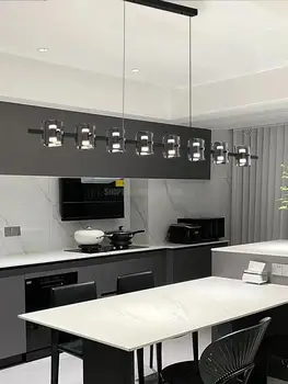 Современные подвесные светодиодные подвесные светильники для столовой, кухонного острова, люстры с длинной перекладиной, украшения домашнего декора, черные светильники