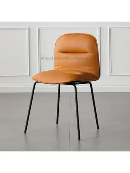 Современный простой обеденный стул с кожаной художественной спинкой, скандинавский легкий роскошный минималистский домашний ресторан, гостиничный стол, комод, стул