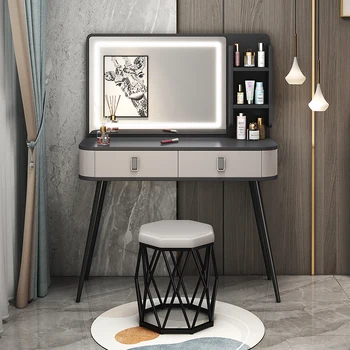 Современный роскошный туалетный столик Простое Сетчатое Красное Зеркало Для хранения косметики Прикроватный столик для макияжа Шкаф Meuble De Chambre Furniture