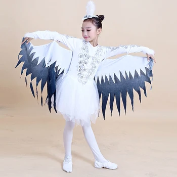 Современный танцевальный костюм для девочек, Костюм животных на Хэллоуин, Одежда для птиц, Сороки, одежда для выступлений для детей