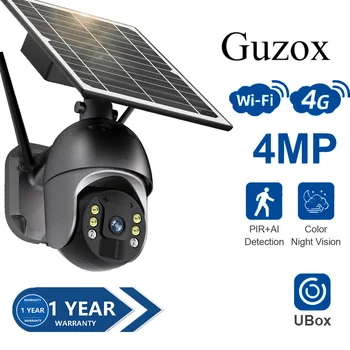 Солнечная камера безопасности Беспроводная наружная 2K UHD 4MP Беспроводная Wifi PTZ Солнечная камера обнаружения человека с солнечной панелью мощностью 8 Вт