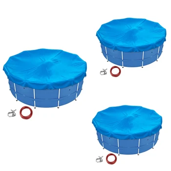 Солнцезащитный чехол для бассейна для наземных бассейнов, подогреватели для бассейна круглой формы 21 фут, чехол для гидромассажной ванны для помещений, простой в использовании Синий