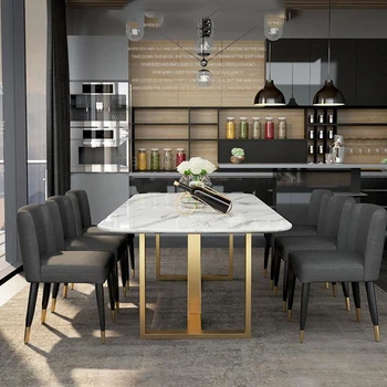 Сочетание домашнего стола и стульев с мраморной столешницей в скандинавском стиле Intalian Минималистичный салон кухонной мебели Coffee Mesa