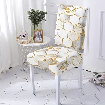 Спандекс с геометрическим принтом, чехол для стула в столовой, анти-грязный эластичный чехол для стула, защита для кухонных табуретов, домашний декор