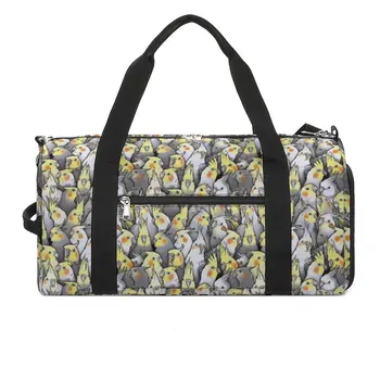 Спортивная сумка Cockatiels Parrot с принтом птичьего мема, тренировочные спортивные сумки, пара с обувью, сумка для фитнеса в стиле ретро, портативные сумки