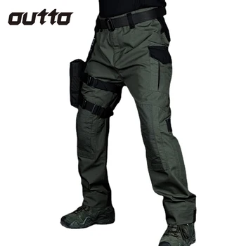 Стрейчевые тактические брюки Мужские уличные Износостойкие водонепроницаемые функциональные брюки-карго с несколькими карманами, брюки для скалолазания, боевые охотничьи штаны