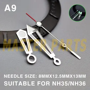 стрелки часов Lume Silver с полой стрелкой диаметром 13 мм для Miyota NH35/36 4R/7S/NH38