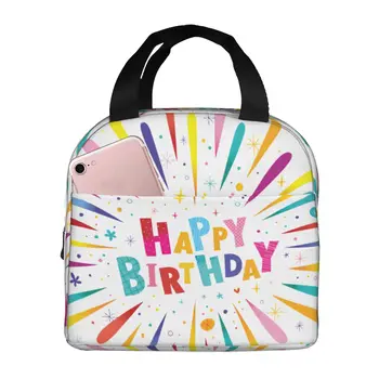 Сумка для ланча Happy Birthday для женщин, большой многоразовый изолированный ланч-бокс для работы, складная сумка для офиса для взрослых
