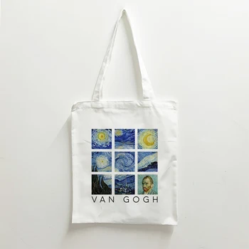 Сумка-тоут Эстетическая хозяйственная сумка Van Gogh Тканевая Эко-сумка Холщовая сумка-тоут Повседневные сумки для женщин, сумка через плечо, пляжная сумка