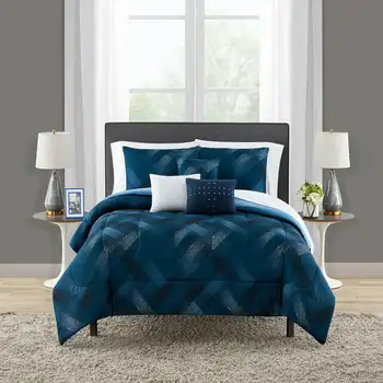 Темно-синяя кровать из 10 предметов в сумке с подушками 3 Dec, высококачественный комплект постельного белья, благоприятный для кожи.