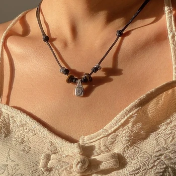 Тибетское плетеное ожерелье ручной работы, веревочное ожерелье, украшения для шеи, ожерелье с подвеской 