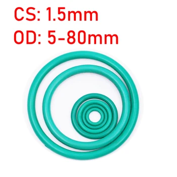 Толщина CS 1,5 OD 5-80 ММ Зеленая Масляная уплотнительная прокладка из фторкаучука FKM, Уплотнительное кольцо