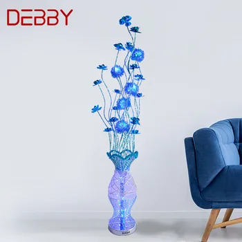 Торшер DEBBY Nordic Blue, современное искусство, Гостиная, Спальня, Алюминиевая проволока, Светодиодная Декоративная подсветка для романтических цветов в сельской местности