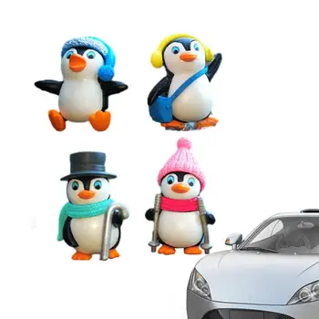 Украшение центральной консоли с изображением Пингвина на приборной панели автомобиля, Мультяшные милые мини-фигурки Пингвинов для детской комнаты