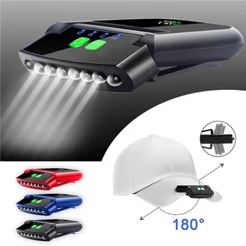 Уличный яркий USB-аккумуляторный датчик на шляпе с клипсой, поворотный головной фонарь с 6 светодиодами, индукционный колпачок с клипсой, головка лампы для активного отдыха