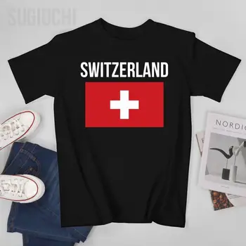 Унисекс Мужчины Швейцария Швейцарский Флаг Наследие Футболка Тройники Футболки С круглым вырезом Женщины Мальчики 100% Хлопок Футболка